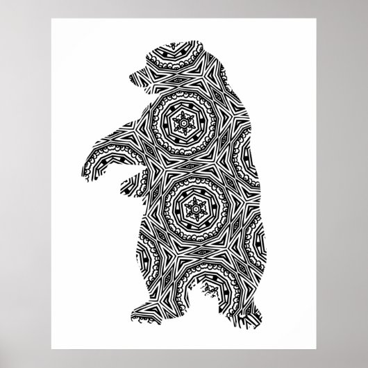 Eenvoudig Beer Geometrische kleuring Poster (Voorkant)