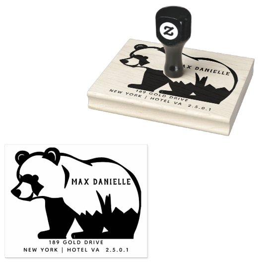 Eenvoudig beer Professionele Bold Botanische Krans Rubberstempel (Gestempeld)