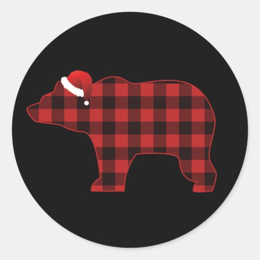 Eenvoudig Beer Silhouet Buffalo Kerstvakantie Ronde Sticker (Voorkant)