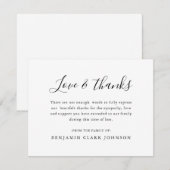 Eenvoudig begrafeniscondoleances Bereavement Sympa Bedankkaart (Voorkant / Achterkant)