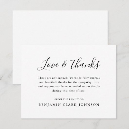 Eenvoudig begrafeniscondoleances Bereavement Sympa Bedankkaart (Voorkant / Achterkant)