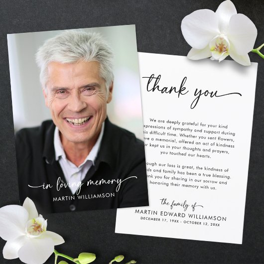 Eenvoudig begrafenisfotoscript bedankt