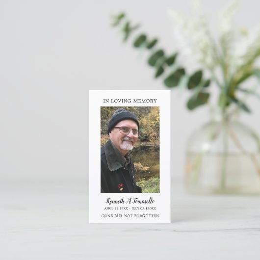 Eenvoudig begrafenisgebed 2 foto's Kaart Visitekaartje (Staand voorkant)