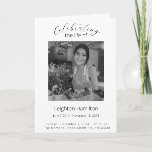 Eenvoudig begrafenisprogramma Orde van Service Programma (Voorkant)