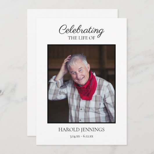 Eenvoudig begrafenisprogramma Overlijdensvolgorde Programmakaart (Voorkant / Achterkant)