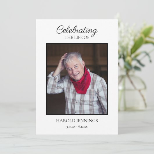 Eenvoudig begrafenisprogramma Overlijdensvolgorde Programmakaart (Staand voorkant)