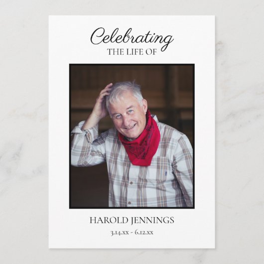 Eenvoudig begrafenisprogramma Overlijdensvolgorde Programmakaart (Voorkant)