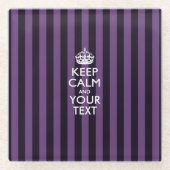 Eenvoudig BEHOUD CALM hebben Jouw tekst op Paarse  Glazen Onderzetter (Voorkant)