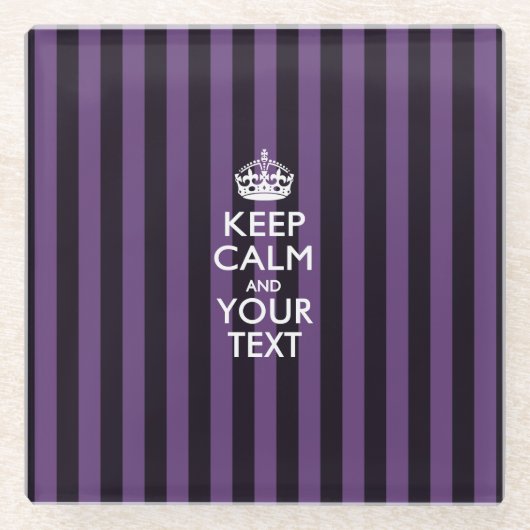 Eenvoudig BEHOUD CALM hebben Jouw tekst op Paarse  Glazen Onderzetter (Voorkant)