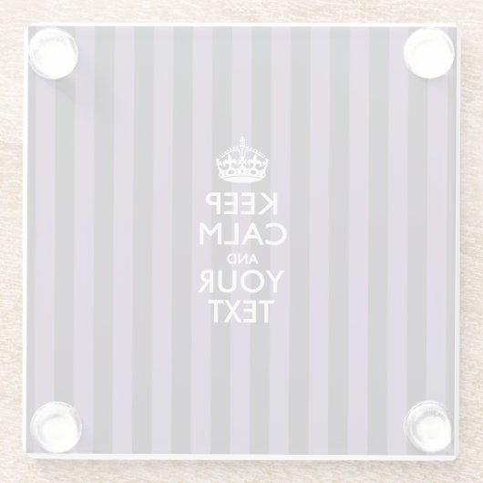 Eenvoudig BEHOUD CALM hebben Jouw tekst op Paarse  Glazen Onderzetter (Achterkant)