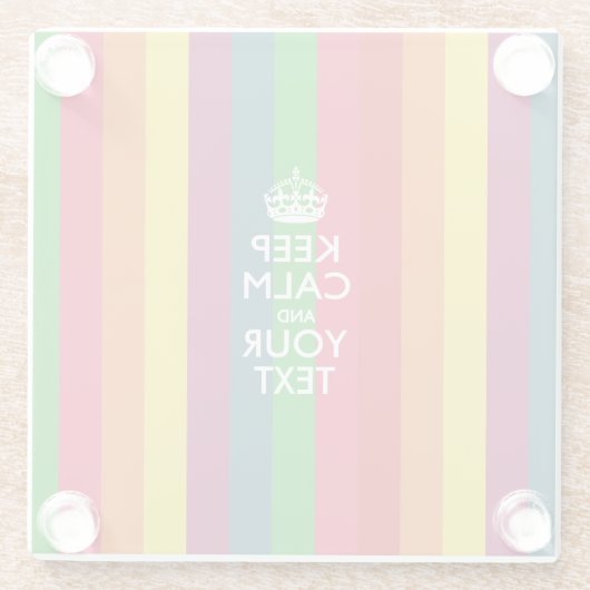 Eenvoudig BEHOUD CALM heeft Jouw tekst op regenboo Glazen Onderzetter (Achterkant)