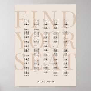 Eenvoudig beige alfabetische schets poster