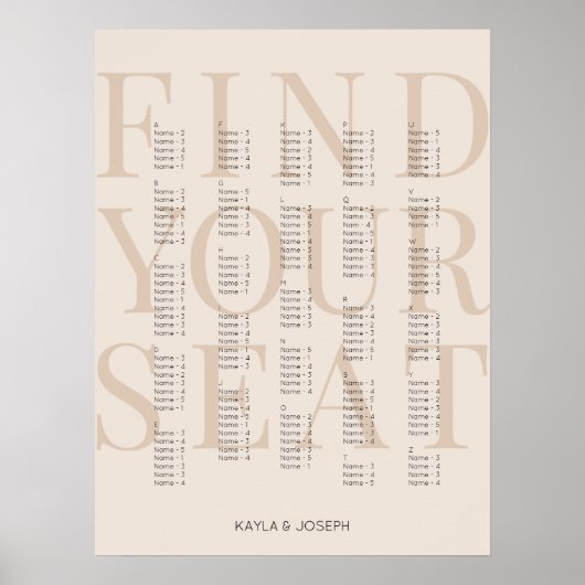 Eenvoudig beige alfabetische schets poster (Voorkant)