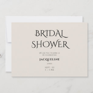 Eenvoudig beige Bridal Shower Uitnodiging