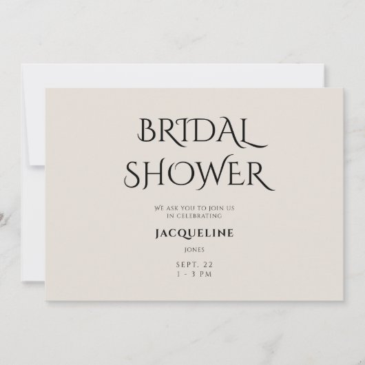 Eenvoudig beige Bridal Shower Uitnodiging (Voorkant)