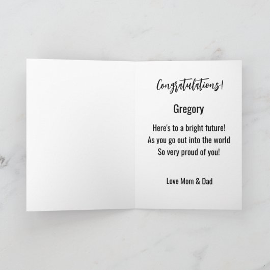 Eenvoudig beige, confetti afstuderen mannelijk sil kaart (Binnen)