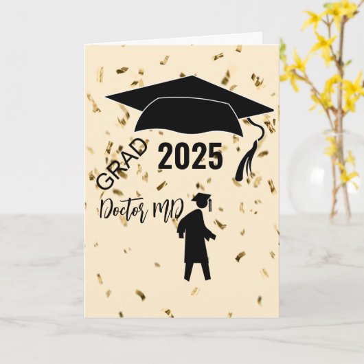 Eenvoudig beige, confetti afstuderen mannelijk sil kaart (Gele Bloem)