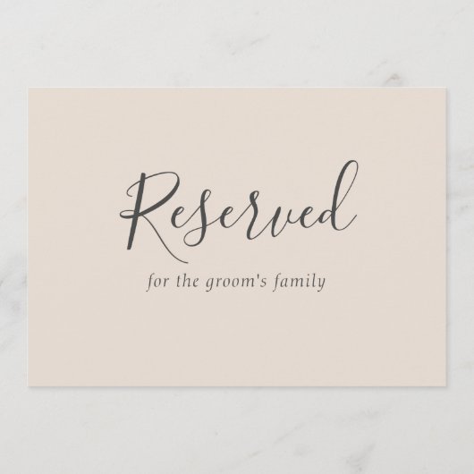 Eenvoudig Beige Elegant Bruiloft Gereserveerd Teke (Achterkant)