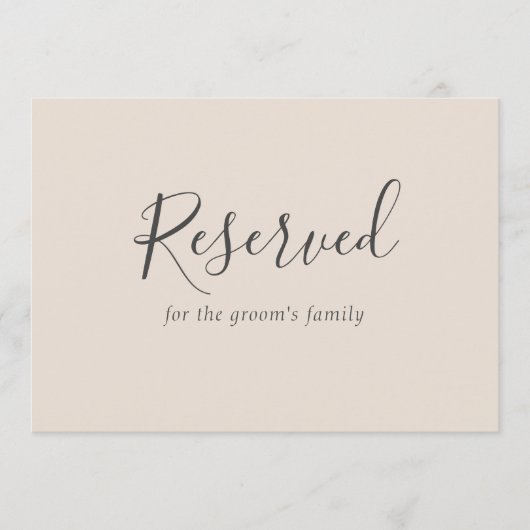 Eenvoudig Beige Elegant Bruiloft Gereserveerd Teke (Voorkant)