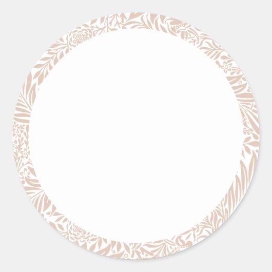 Eenvoudig beige en wit bloemenlabel ronde sticker (Voorkant)