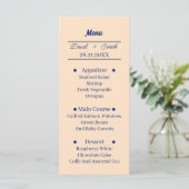 Eenvoudig beige gepersonaliseerd bruiloftsdiner menu (Staand voorkant)