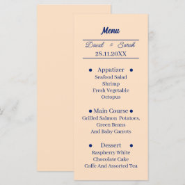 Eenvoudig beige gepersonaliseerd bruiloftsdiner menu