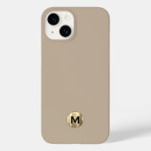 Eenvoudig beige goudmonogram geborsteld goud Case-Mate iPhone case (Achterkant)