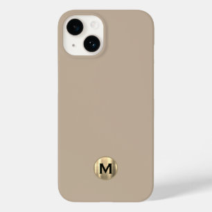 Eenvoudig beige goudmonogram geborsteld goud Case-Mate iPhone 14 hoesje