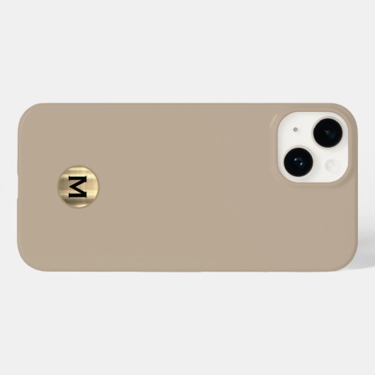 Eenvoudig beige goudmonogram geborsteld goud Case-Mate iPhone case (Achterkant (horizontaal))
