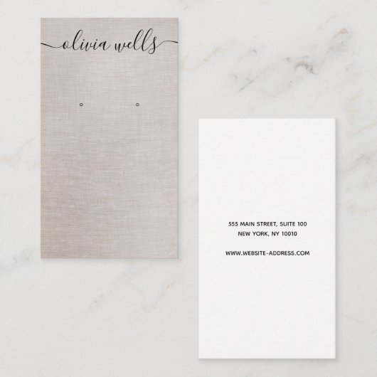 Eenvoudig beige handtekenscript dat beeldscherm oo visitekaartje (Voorkant / Achterkant)