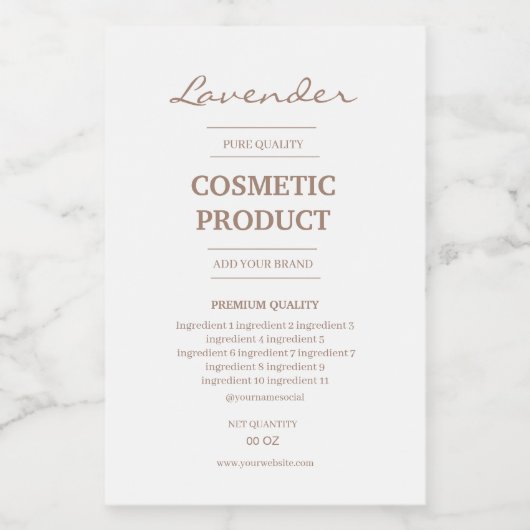 Eenvoudig beige ingrediëntenetiket voedselcontainer etiket (Enkel label)