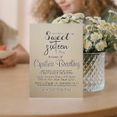 Eenvoudig beige lieve zestien verjaardagsfeestje kaart