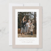 Eenvoudig beige lijst twee foto neutrale kerst feestdagenkaart (Voorkant)