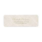 Eenvoudig Beige Linnen Patroon Elegant Gold Script Etiket (Voorkant)