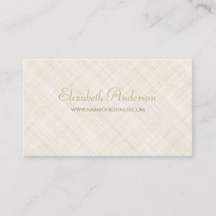 Eenvoudig Beige Linnen Patroon Elegant Gold Script Visitekaartje