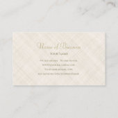Eenvoudig Beige Linnen Patroon Elegant Gold Script Visitekaartje (Achterkant)