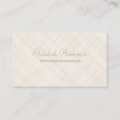 Eenvoudig Beige Linnen Patroon Elegant Gold Script Visitekaartje (Voorkant)