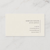 Eenvoudig beige minimaal chique monogram visitekaartje (Achterkant)