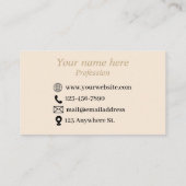 Eenvoudig beige minimalistisch Visitekaartje (Achterkant)