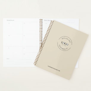 Eenvoudig beige minimalistische Custom Logo Brande Planner