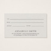Eenvoudig beige modern Elegant Gift Certificate Visitekaartje (Achterkant)