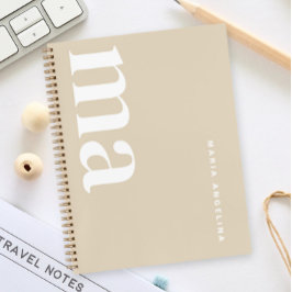 Eenvoudig beige monogram notitieboek