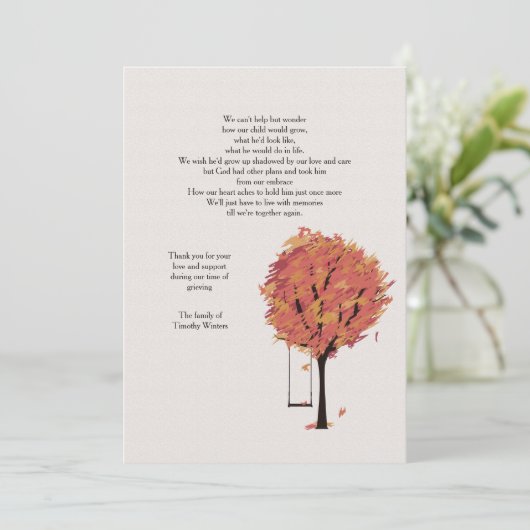 Eenvoudig Bereavement - Hartelijk dank Bedankkaart (Staand voorkant)