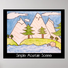Eenvoudig berglandschap poster