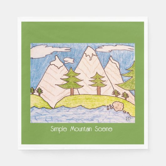 Eenvoudig berglandschap servet (Voorkant)