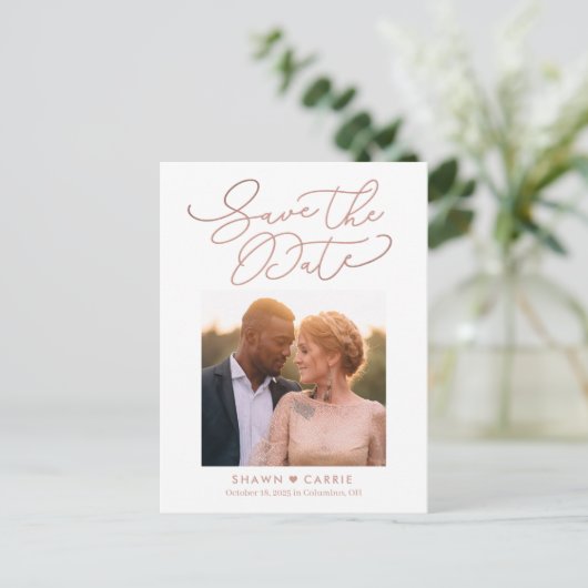 Eenvoudig bericht EDITABLE KLEUR sparen de Datum Briefkaart (Staand voorkant)