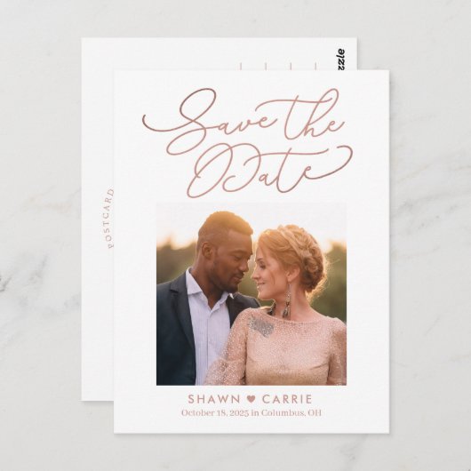 Eenvoudig bericht EDITABLE KLEUR sparen de Datum Briefkaart (Voorkant / Achterkant)