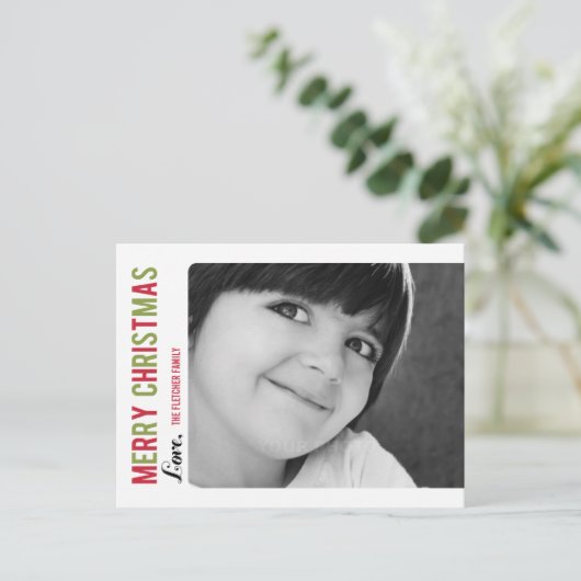 Eenvoudig bericht Kerstmis / Vakantie Fotokaart Feestdagenkaart (Staand voorkant)