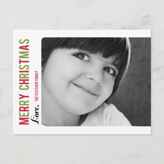 Eenvoudig bericht Kerstmis / Vakantie Fotokaart Feestdagenkaart (Voorkant)