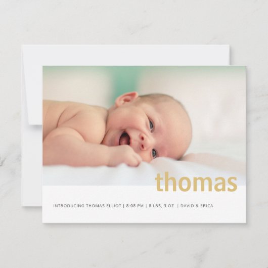 Eenvoudig bericht van de Foto van de NaamFoto Baby Aankondiging (Voorkant)